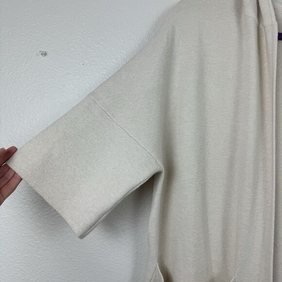 Orange Fashion Village Open Front Hooded Short Sleeve Knit Cardigan Cream Medium - Picture 3 of 16